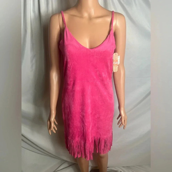 Gianni Bini Pink Mini Suede Country Concert
Fringe Dress Size Small - Picture 1 of 9
